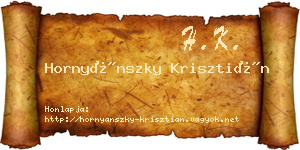 Hornyánszky Krisztián névjegykártya